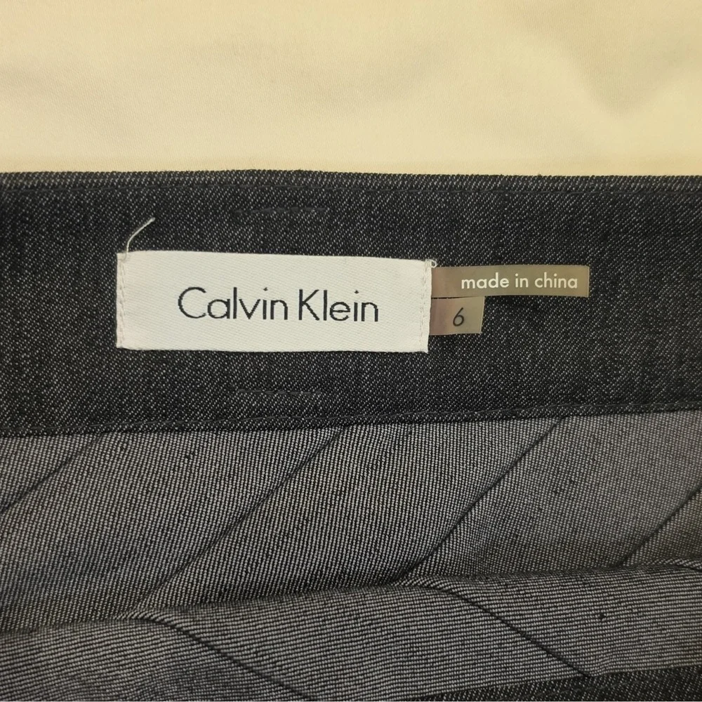 Calvin Klein Women's Blue Solid Denim Pencil Skirt Size 6 Knee Length Zip #108